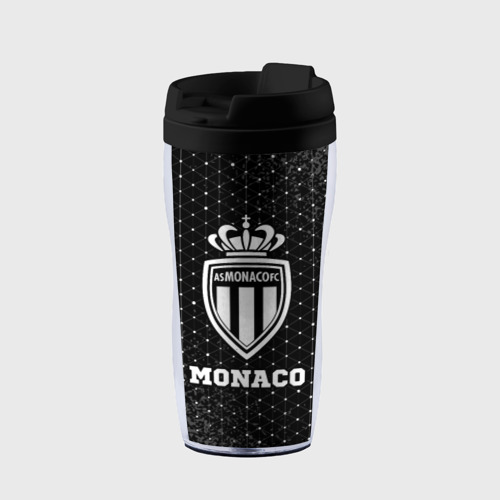 Термокружка-непроливайка с принтом Monaco sport на темном фоне, вид спереди №1
