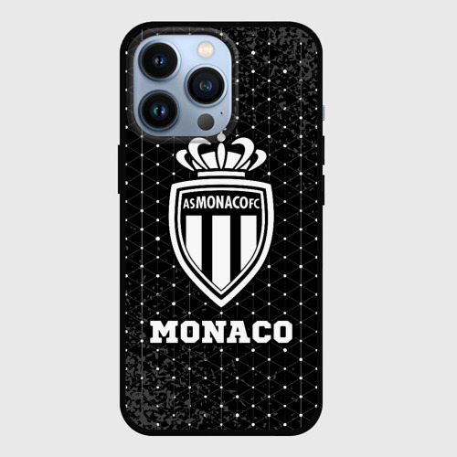 Чехол для iPhone 13 Pro с принтом Monaco sport на темном фоне, вид спереди №1