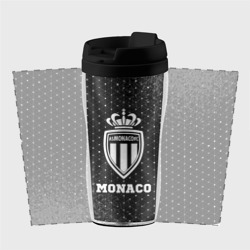 Термокружка с принтом Monaco sport на темном фоне для любого человека, вид спереди №2. Цвет основы: черный