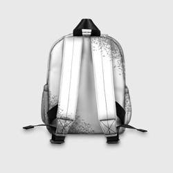 Рюкзак с принтом Inter sport на светлом фоне вертикально для ребенка, вид на модели сзади №2. Цвет основы: белый
