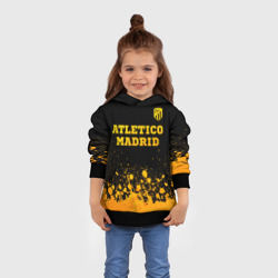 Толстовка с принтом Atletico Madrid - gold gradient посередине для ребенка, вид на модели спереди №3. Цвет основы: черный