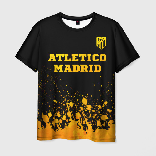 Мужская футболка с принтом Atletico Madrid - gold gradient посередине, вид спереди №1
