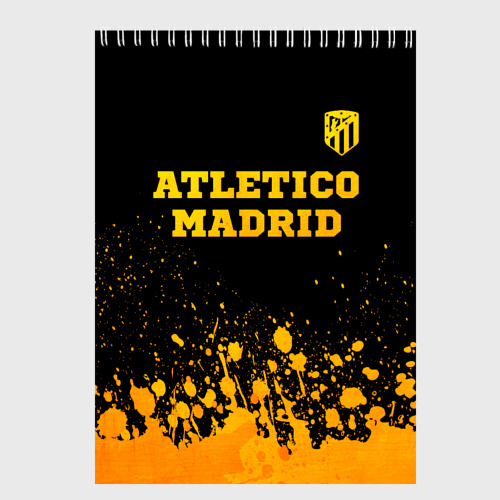 Скетчбуки с принтом Atletico Madrid - gold gradient посередине, вид спереди №1