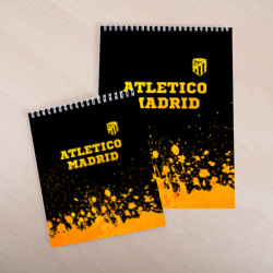 Скетчбук с принтом Atletico Madrid - gold gradient посередине для любого человека, вид спереди №3. Цвет основы: белый