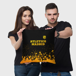 Подушка с принтом Atletico Madrid - gold gradient посередине для любого человека, вид спереди №2. Цвет основы: 3d (велсофт)