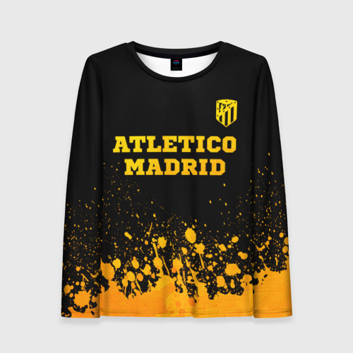 Женский лонгслив с принтом Atletico Madrid - gold gradient посередине, вид спереди №1