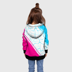 Толстовка с принтом Borussia neon gradient style вертикально для ребенка, вид на модели сзади №2. Цвет основы: черный