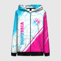 Женская толстовка 3D на молнии Borussia neon gradient style вертикально