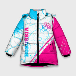 Зимняя куртка для девочек 3D Borussia neon gradient style вертикально