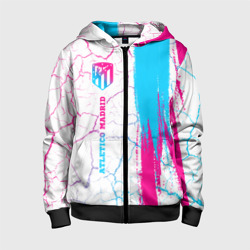 Детская толстовка 3D на молнии Atletico Madrid neon gradient style по-вертикали