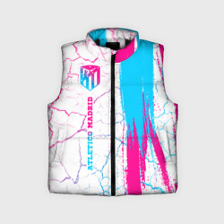 Детский жилет утепленный 3D Atletico Madrid neon gradient style по-вертикали