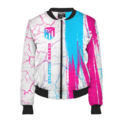 Женский бомбер 3D Atletico Madrid neon gradient style по-вертикали