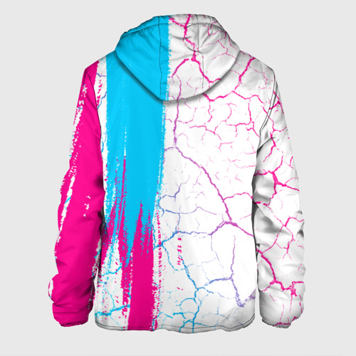 Мужская куртка 3D с принтом Atletico Madrid neon gradient style по-вертикали, вид сзади #1