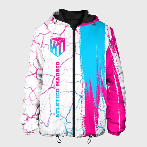 Мужская куртка 3D с принтом Atletico Madrid neon gradient style по-вертикали, вид спереди #2