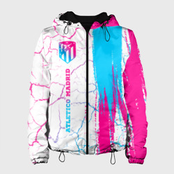 Женская куртка 3D Atletico Madrid neon gradient style по-вертикали