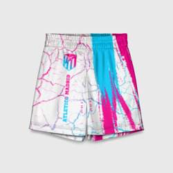 Детские спортивные шорты 3D Atletico Madrid neon gradient style по-вертикали