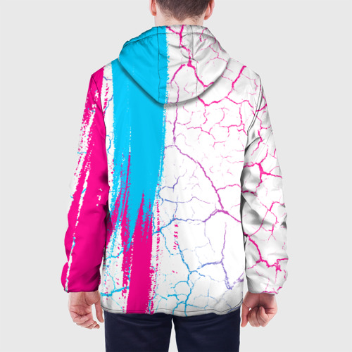 Мужская куртка 3D с принтом Atletico Madrid neon gradient style по-вертикали, вид сзади #2