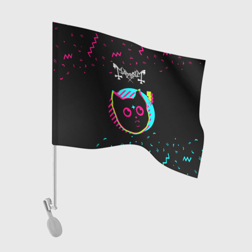 Флаг для автомобиля с принтом Mayhem - rock star cat, вид спереди №1