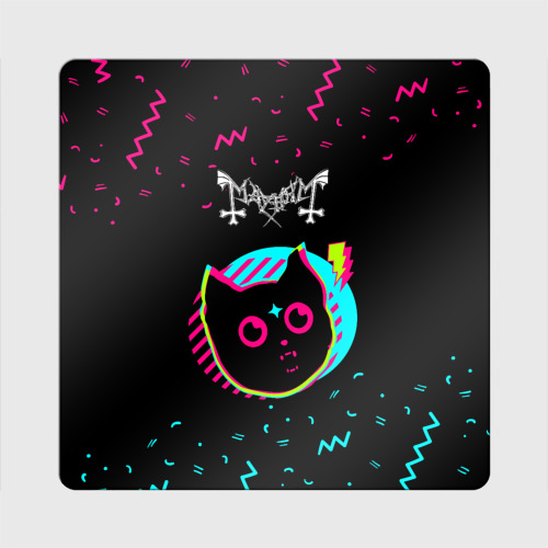 Магнит виниловый Квадрат с принтом Mayhem - rock star cat, вид спереди №1