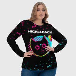 Лонгслив с принтом Nickelback - rock star cat для женщины, вид на модели спереди №4. Цвет основы: белый