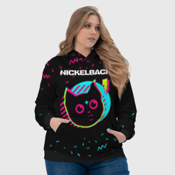 Толстовка с принтом Nickelback - rock star cat для женщины, вид на модели спереди №4. Цвет основы: черный