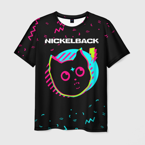 Мужская футболка с принтом Nickelback - rock star cat, вид спереди №1
