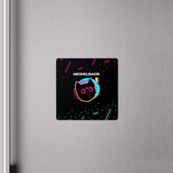 Магнит с принтом Nickelback - rock star cat для любого человека, вид спереди №4. Цвет основы: белый