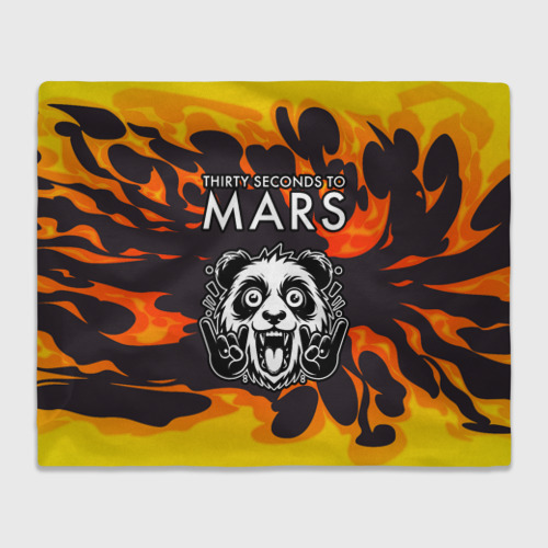 Плед с принтом Thirty Seconds to Mars рок панда и огонь, вид спереди №1
