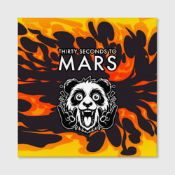 Холст с принтом Thirty Seconds to Mars рок панда и огонь для любого человека, вид спереди №2. Цвет основы: белый