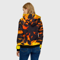 Толстовка с принтом Thirty Seconds to Mars рок панда и огонь для женщины, вид на модели сзади №2. Цвет основы: черный