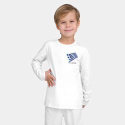 Пижама с принтом I'm Greek - motto для ребенка, вид на модели спереди №2. Цвет основы: белый
