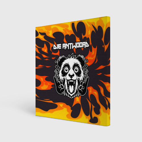Холст квадратный с принтом Die Antwoord рок панда и огонь, вид спереди №1