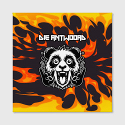 Холст с принтом Die Antwoord рок панда и огонь для любого человека, вид спереди №2. Цвет основы: белый