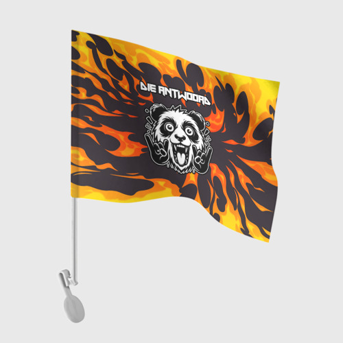Флаг для автомобиля с принтом Die Antwoord рок панда и огонь, вид спереди №1