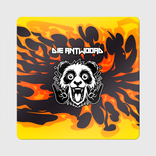 Магнит виниловый Квадрат с принтом Die Antwoord рок панда и огонь, вид спереди №1