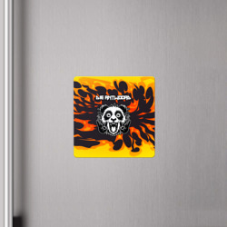 Магнит с принтом Die Antwoord рок панда и огонь для любого человека, вид спереди №4. Цвет основы: белый