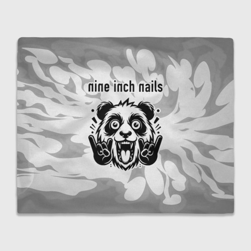 Плед с принтом Nine Inch Nails рок панда на светлом фоне, вид спереди №1