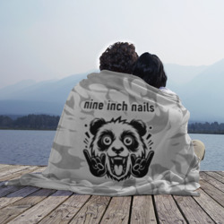 Плед с принтом Nine Inch Nails рок панда на светлом фоне для любого человека, вид спереди №3. Цвет основы: 3d (велсофт)