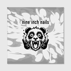 Холст с принтом Nine Inch Nails рок панда на светлом фоне для любого человека, вид спереди №2. Цвет основы: белый