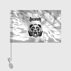 Флаг с принтом Nazareth рок панда на светлом фоне для любого человека, вид спереди №2. Цвет основы: белый