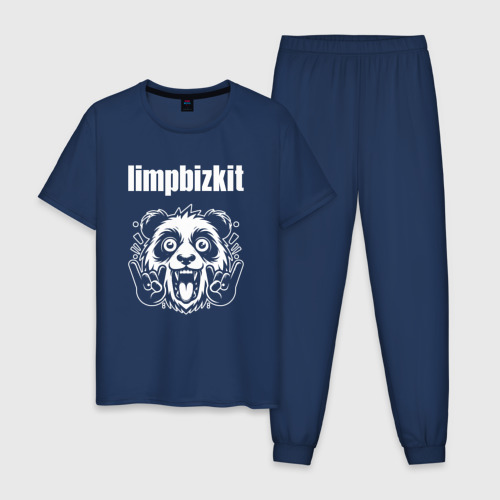 Мужская пижама из хлопка с принтом Limp Bizkit rock panda, вид спереди №1