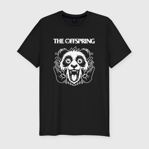 Мужская приталенная футболка из хлопка с принтом The Offspring rock panda, вид спереди №1