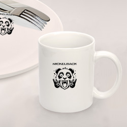 Набор: тарелка кружка с принтом Nickelback - rock panda для любого человека, вид спереди №2. Цвет основы: белый