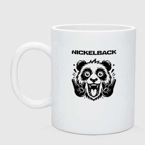 Кружка керамическая с принтом Nickelback - rock panda, вид спереди №1