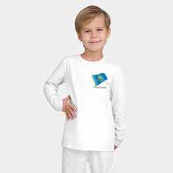 Пижама с принтом I'm Kazakh - motto для ребенка, вид на модели спереди №2. Цвет основы: белый