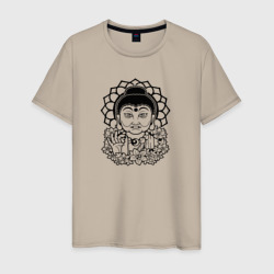 Легендарный Будда с цветами – Мужская футболка хлопок с принтом купить со скидкой в -20%