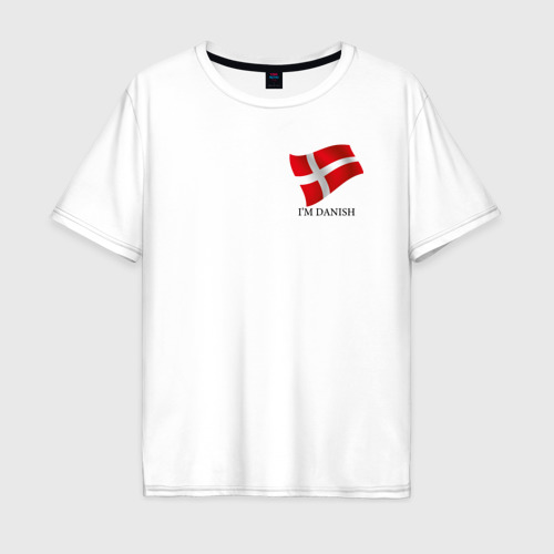 Мужская футболка из хлопка оверсайз с принтом I'm Danish - motto, вид спереди №1