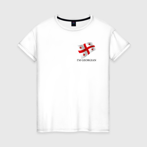 Женская футболка из хлопка с принтом I'm Georgian - motto, вид спереди №1