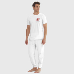 Пижама с принтом I'm Georgian - motto для мужчины, вид на модели спереди №3. Цвет основы: белый