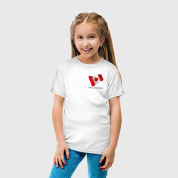 Футболка с принтом I'm Canadian - motto для ребенка, вид на модели спереди №3. Цвет основы: белый